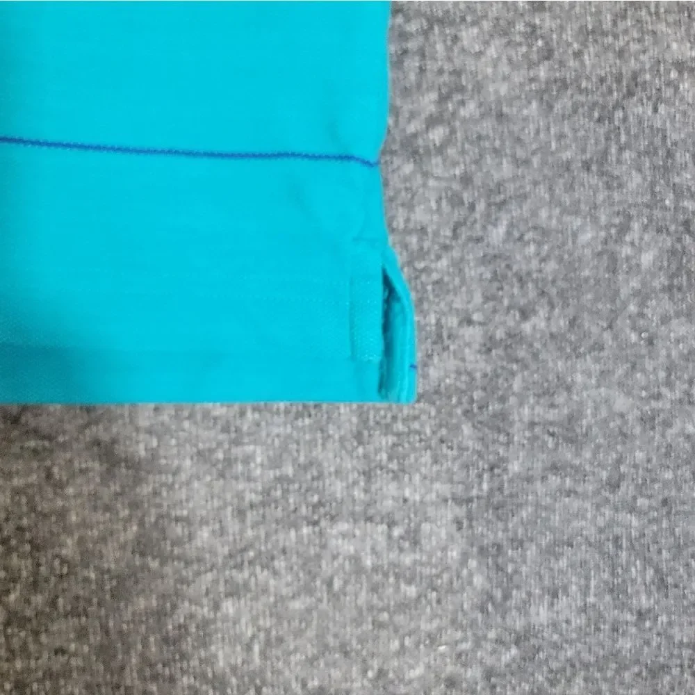 Vintage J.Crew Men’s Polo Shirt M Turquoise Blue Stripe Cotton Short Sleeve
